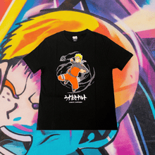 Load image into Gallery viewer, Naruto Shippuden Swirl T-Shirt XLarge with Naruto Uzumaki design, swirl background, official merchandise.