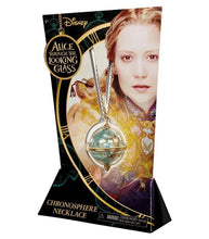 Load image into Gallery viewer, Alice Through The Looking Glass Chronosphere Necklace packaging with detailed design and Disney branding.
