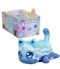 Load image into Gallery viewer, Aphmau Elemental MeeMeows 6 inch soft plush cat toy with blue and white ice-themed design next to colorful mystery box packaging
