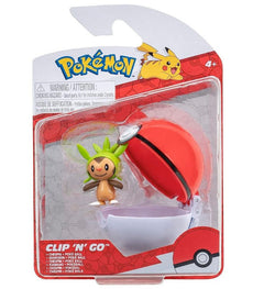 Pokemon Clip 'N' Go - Chespin set with figure and Poke Ball on packaging.