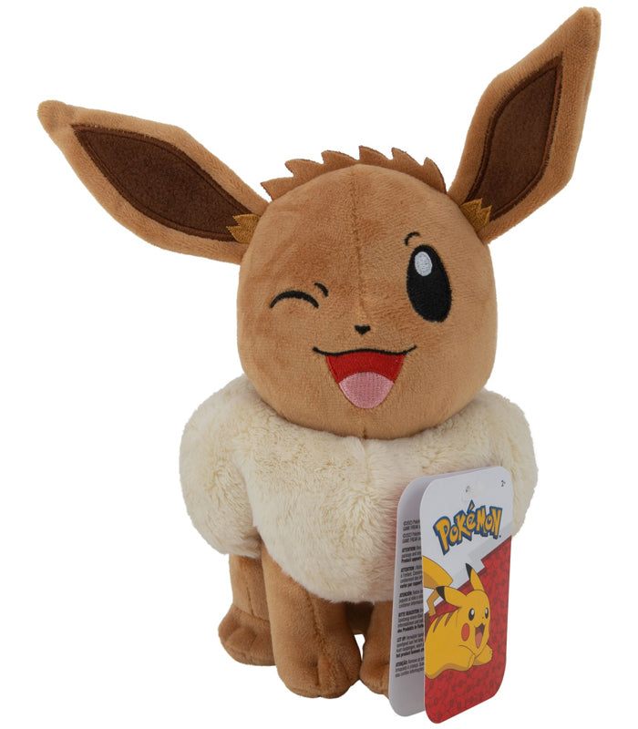 Eevee Winking 8" Plush Pokemon toy with soft fabric and playful expression.