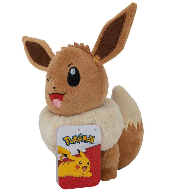 Eevee Winking 8" Plush Pokemon toy, ultra-soft fabric, featuring expressive wink and bushy tail.