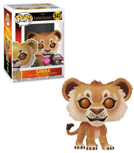 Load image into Gallery viewer, Flocked Simba vinyl figure from Disney's The Lion King special edition, standing on hind legs.