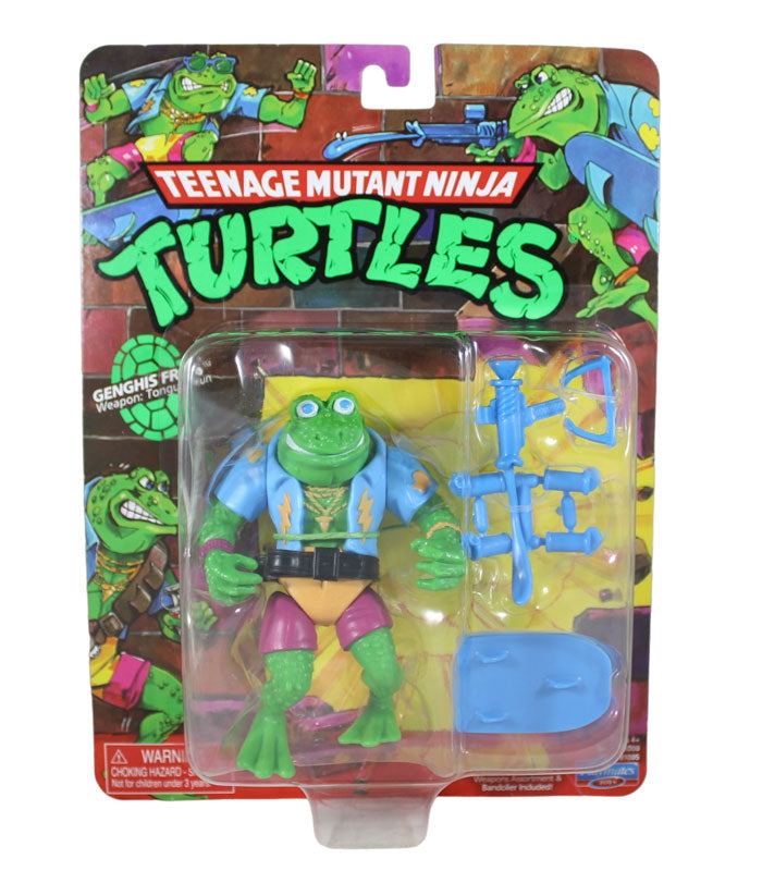 Teenage Mutant Ninja Turtles Classic Genghis Frog Action Figure in packaging with accessories.