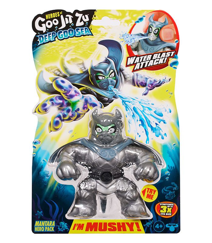 Goo Jit Zu Deep Goo Sea Mantara action figure with water blast attack feature in packaging.