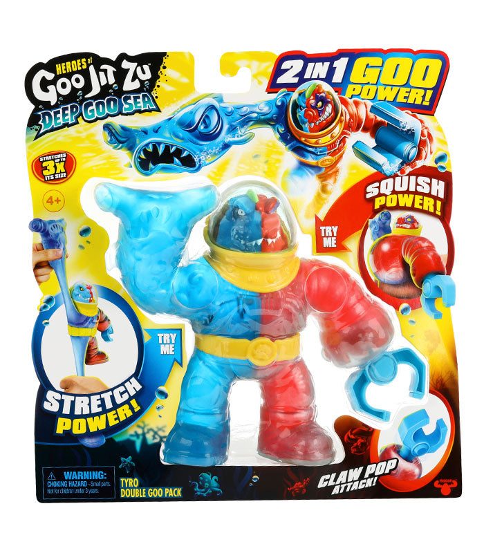 Heroes of Goo Jit Zu Deep Goo Sea Tyro with double goo power action figure packaging.