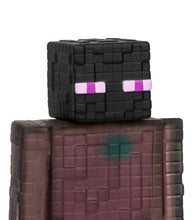 Load image into Gallery viewer, Heroes of Goo Jit Zu Minecraft Enderman figure with pixel-style details and glowing purple eyes.