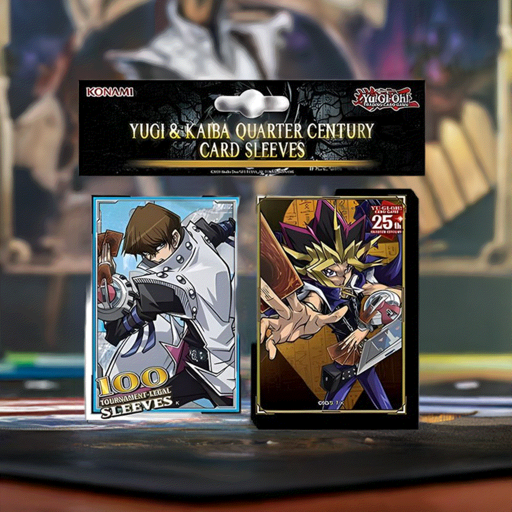 Yugi & Kaiba Sleeves 100 pack featuring Yugi and Kaiba artwork, celebrating 25 years of Yu-Gi-Oh!