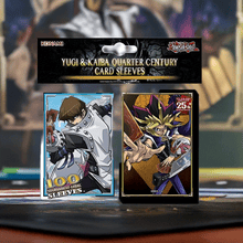 Load image into Gallery viewer, Yugi & Kaiba Sleeves 100 pack featuring Yugi and Kaiba artwork, celebrating 25 years of Yu-Gi-Oh!