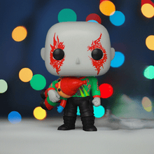 Load image into Gallery viewer, Holiday-themed Drax Pop! Vinyl Figure from Guardians of the Galaxy in festive attire.