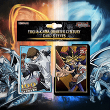 Load image into Gallery viewer, Yu-Gi-Oh! Yugi & Kaiba Quarter Century Sleeves 100 Pack featuring iconic artwork of legendary duelists Yugi and Kaiba.