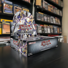 Load image into Gallery viewer, Yu-Gi-Oh Alliance Insight Booster Box on display, featuring 9 cards per pack, ideal for collectors and Duelists.