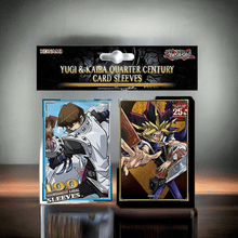 Load image into Gallery viewer, Yugi & Kaiba Sleeves 100 pack featuring iconic Yu-Gi-Oh! artwork celebrating 25 years.