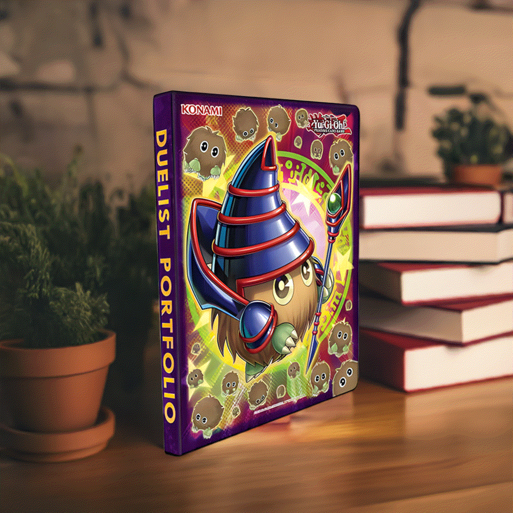 Yu-Gi-Oh! Kuriboh Kollection 9-Pocket Duelist Portfolio with Kuriboh artwork displayed on a shelf.