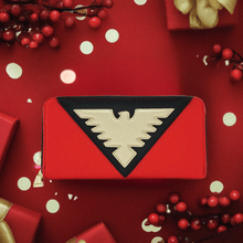 Load image into Gallery viewer, Loungefly Marvel Dark Phoenix Long Wallet/Purse with red and black design featuring Phoenix emblem.