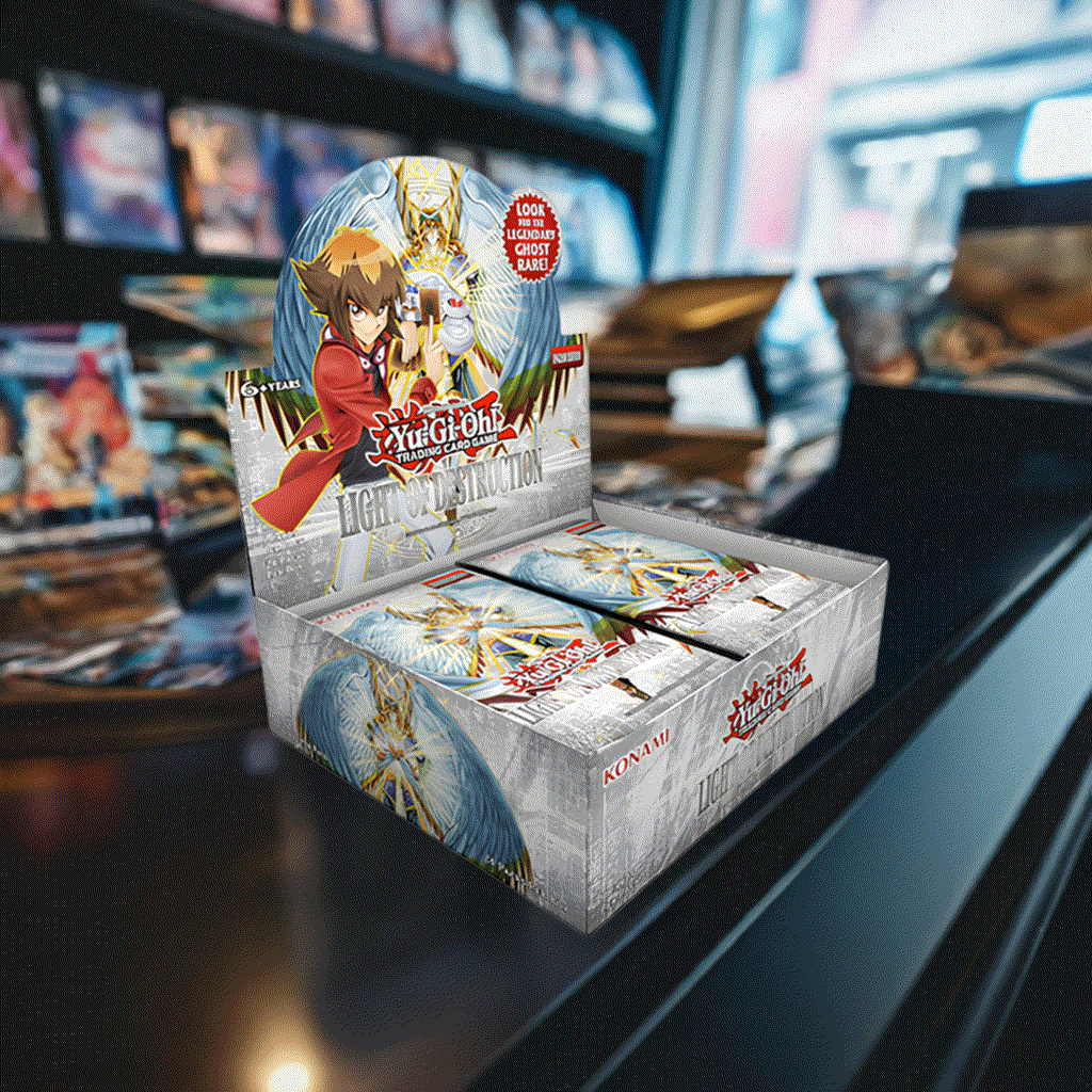Yu-Gi-Oh! Light Of Destruction Booster Reprint Unlimited Edition Booster Box on store shelf.