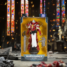 Load image into Gallery viewer, Warhammer 40k Adepta Sorority Sister of Battle 18cm figure in red and black armor, packaged and displayed.