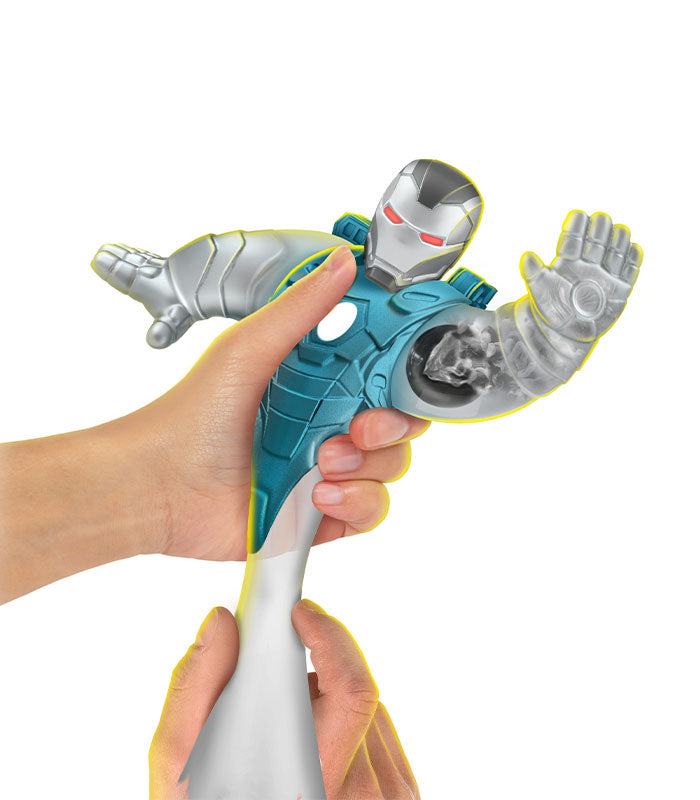 Armored Energy War Machine Goo Jit Zu toy being stretched, showcasing its unique goo filling and power-up feature.