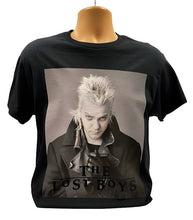 Load image into Gallery viewer, The Lost Boys T-Shirt featuring Kiefer Sutherland as David, officially licensed, medium size.