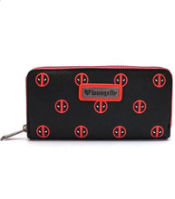 Load image into Gallery viewer, Loungefly Marvel Deadpool Long Wallet/Purse with Deadpool-inspired design and faux leather construction.