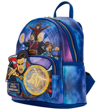 Load image into Gallery viewer, Loungefly Dr Strange Multiverse Mini Backpack with Marvel design and adjustable straps.