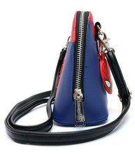Load image into Gallery viewer, Loungefly Marvel Crossbody Spider-Man Bag with faux leather, zippered closure, side view.