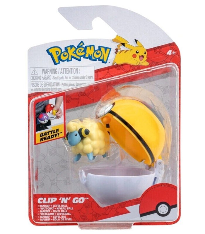 Pokemon Clip 'N' Go - Mareep set with Mareep figure and Level Ball.