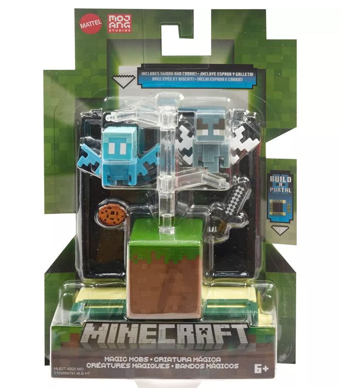 Minecraft 3.25-inch Magic Mobs action figure set featuring enchanting creatures for play and display.