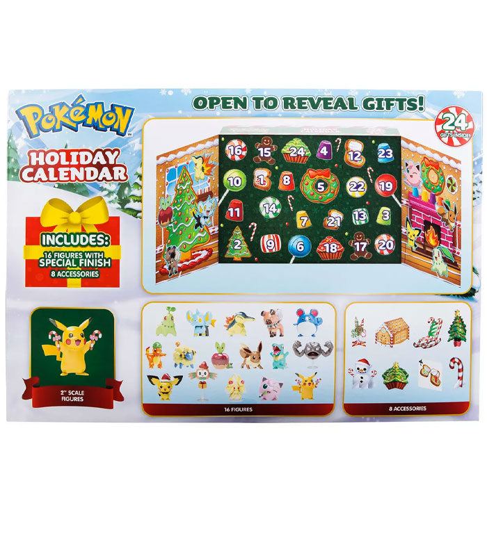 Pokemon Advent Calendar 2023 with 16 figures and 8 accessories for Christmas countdown. Suitable for ages 4+.