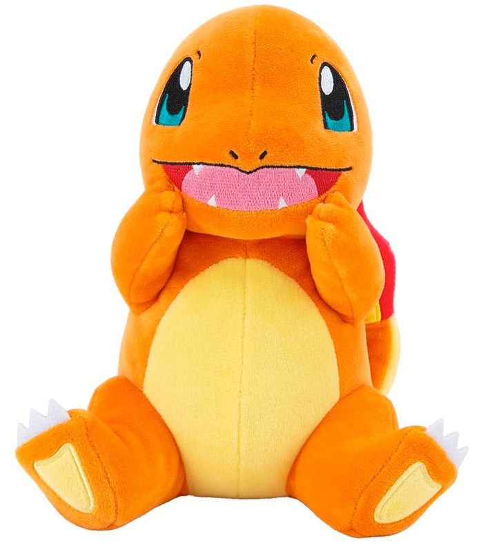 Charmander Happy 8" Plush Pokemon with vibrant orange fabric and cheerful smile.