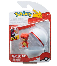 Pokemon Clip 'N' Go set featuring Magby figure and a Premier Ball accessory in packaging.