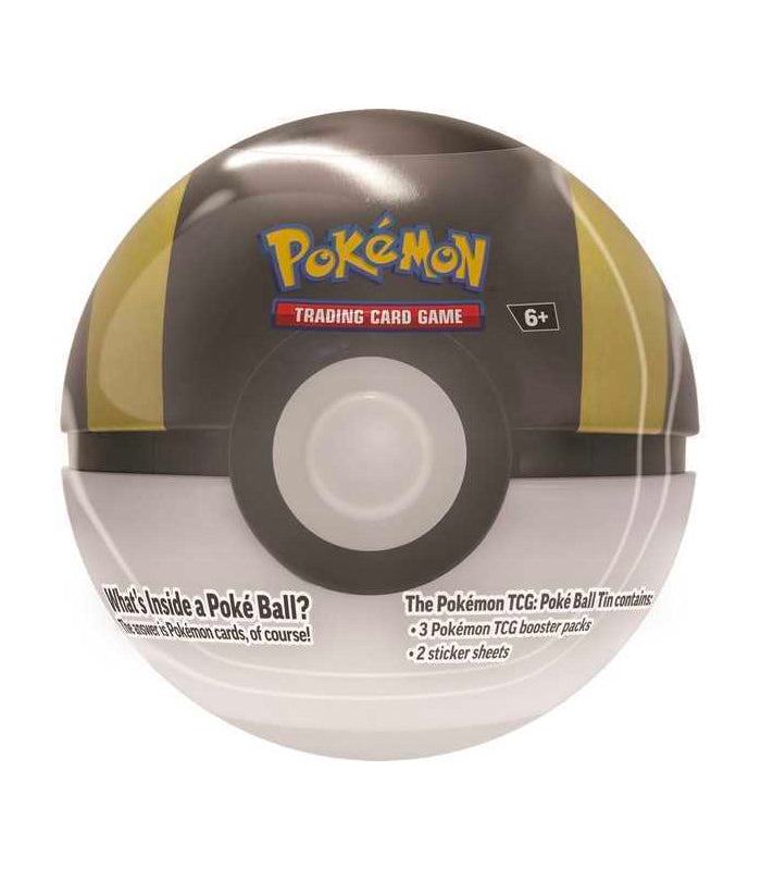 Pokemon TCG Series 9 Ultra Ball Tin with booster packs and stickers.