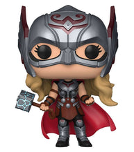 Load image into Gallery viewer, Marvel Thor Love & Thunder Pop! Vinyl Figure - Mighty Thor holding Mjolnir with red cape and helmet.