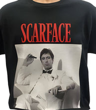 Load image into Gallery viewer, Officially licensed Scarface t-shirt featuring iconic Tony Montana graphic, XLarge size.