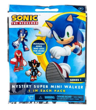 Load image into Gallery viewer, Sonic The Hedgehog Mystery Super Mini Walker collectible figures pack featuring Sonic, Knuckles, Shadow.