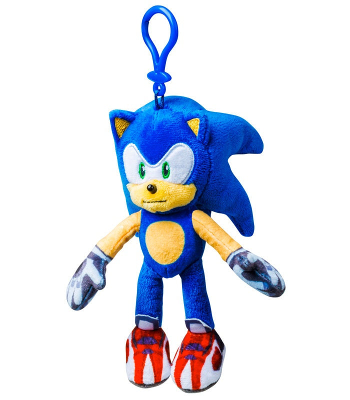 Sonic Prime Clip-On Plush Keyring featuring Sonic from Netflix series, ideal for bags or as collectibles.