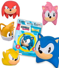 Load image into Gallery viewer, Sonic The Hedgehog Squishme figure blind bag with Sonic, Amy, Tails, Super Sonic, and Knuckles squishy toys.