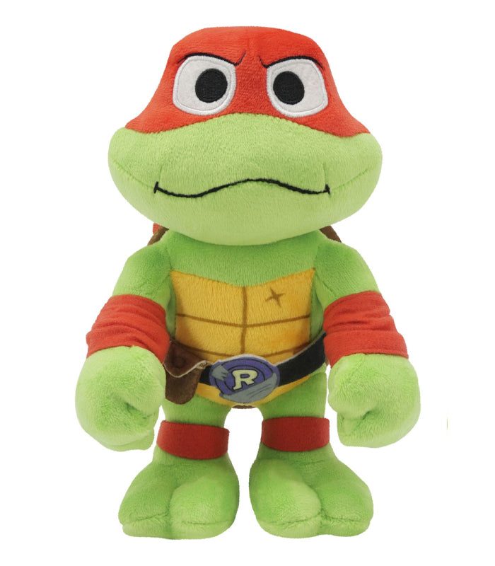 Teenage Mutant Ninja Turtles Mutant Mayhem Raphael 8" Plush with red bandana and twin sai.
