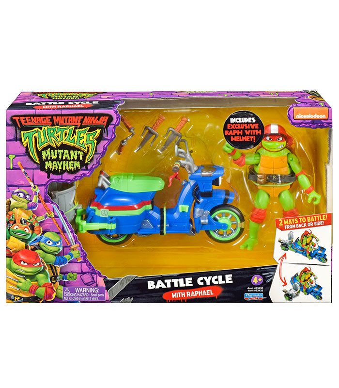 Teenage Mutant Ninja Turtles Movie Battle Cycle with Raphael action figure and transformable side car.