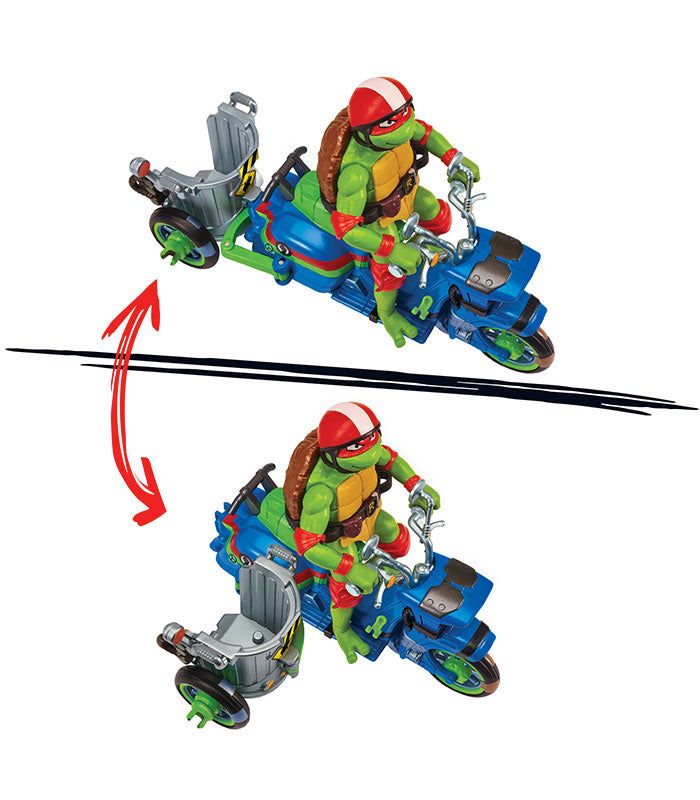 Teenage Mutant Ninja Turtles Movie Battle Cycle with Raphael Action Figure and Transformable Side Car.