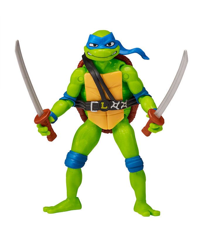 Teenage Mutant Ninja Turtles Movie Leonardo action figure, 4.5 inches tall, in Mutant Mayhem packaging.