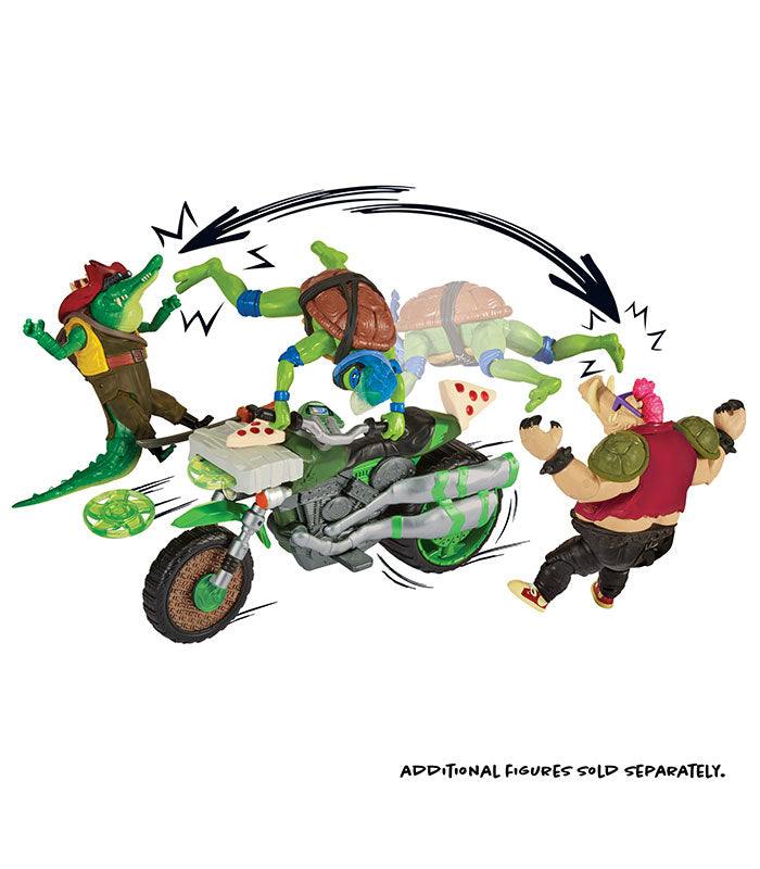 Teenage Mutant Ninja Turtles Movie Ninja Kick Cycle toy showcasing Leo in action.