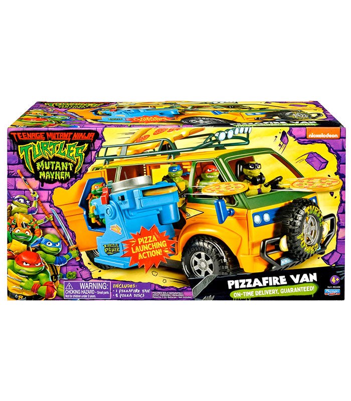 Teenage Mutant Ninja Turtles Movie Pizzafire Van toy with motorized pizza launcher in packaging.