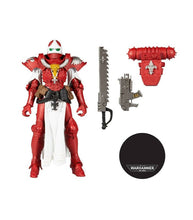 Load image into Gallery viewer, Warhammer 40k Adepta Sorority Sister of Battle 18cm figure in red and black armor with accessories.