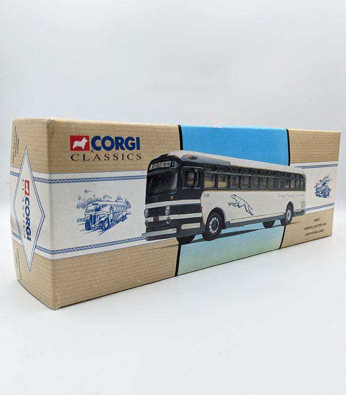 Corgi General Motors 4505 Greyhound Lines die-cast model in box.