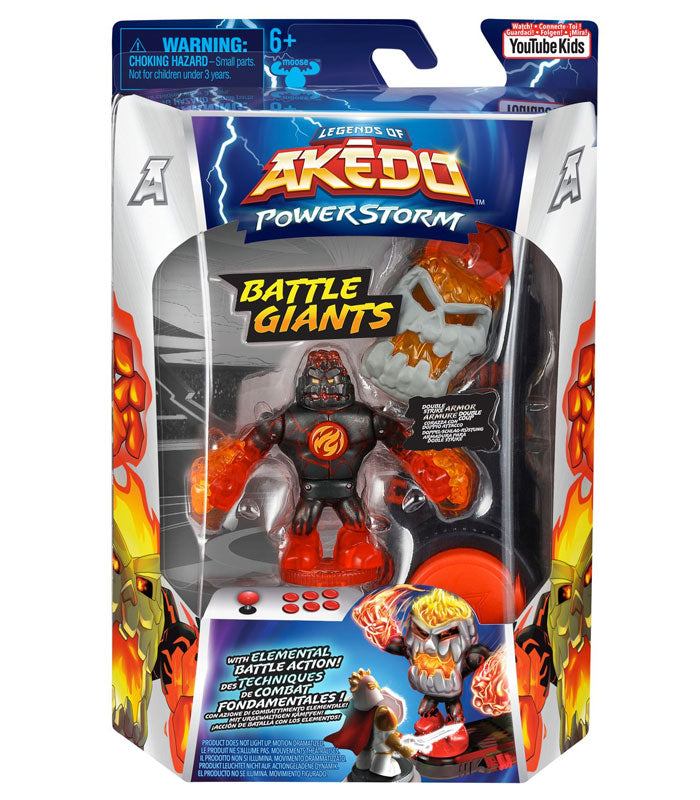 Akedo Power Storm Battle Giants Volcrag action figure in packaging with vibrant design.