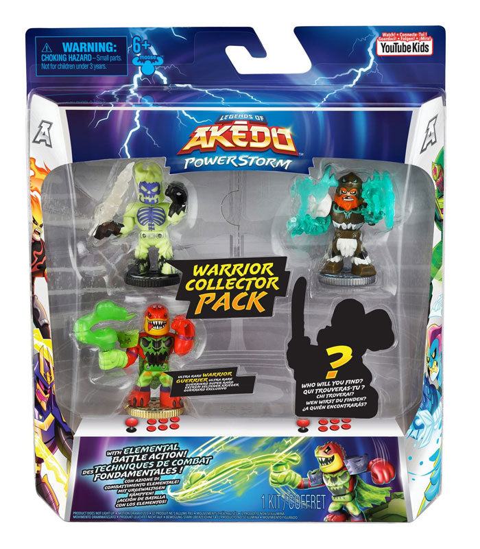 Legends of Akedo Power Storm Collectors 4 pack - Wave 1, Series 3 mini action figures in packaging.