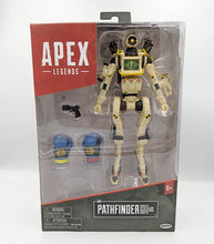 Load image into Gallery viewer, Apex Legends Pathfinder 6" action figure with accessories and articulation in packaging.