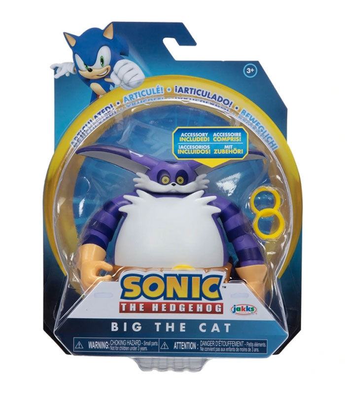 Sonic The Hedgehog Big Figure with rings featuring Big the Cat in packaging.