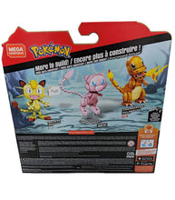 Load image into Gallery viewer, Pokemon Mega Construx Charmander construction set box packaging featuring Charmander, Meowth, and Mew.